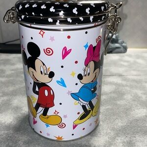 Disney Mickey Minnie Mouse Kitchen Canister Metal Storage Tin Airtight Clamp Lid